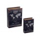 Set 2 Boites Livres Cartographie : The World, Noir, H 23 (Grand)