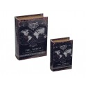 Set 2 Boites Livres Cartographie : The World, Noir, H 23 (Grand)