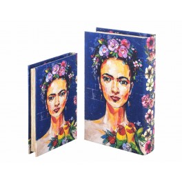 Set 2 Boites Livres : Femme, Perroquets et Fleurs, h 26 cm (Grand)