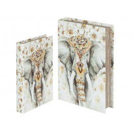 Set 2 Boites Livres : Eléphant d'Afrique, H 26 cm (Grand)