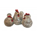 Poule Résine, Collection Deft, Modèle Brunes et Blanches, L 24 cm