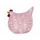 Figurine Poule Rose, Motif Allover et Style Shabby Chic, L 13 cm