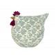 Figurine Poule Verte, Motif Allover et Style Shabby Chic, L 13 cm