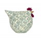 Figurine Poule Verte, Motif Allover et Style Shabby Chic, L 13 cm