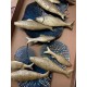 Déco Murale métal : Banc de Poissons, Bleu & Or, H 90 cm