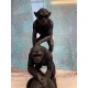 Statuette Gorille Aviateur, Finition Antic Line, H 34 cm