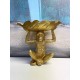 Déco Jungle : Figurine Singe Doré et Feuille Vide poche, H 20 cm