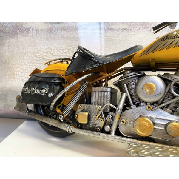 Réplique décorative en métal de moto - Moto jaune de collection