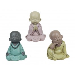 Set de 3 Mini-Moines de la Sagesse Assis 2, Collection Baby Zen, H 7,5 cm