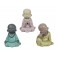 Set 3 Figurines Moines Méditation Assis, 3 Couleurs Baby Zen Résine