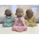 Set de 3 Mini-Moines de la Sagesse Assis 2, Collection Baby Zen, H 7,5 cm