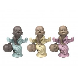 Set de 3 Mini-Moines de la Sagesse Assis 2, Collection Baby Zen, H 7,5 cm