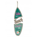 Déco murale vintage bois : Planche de surf Welcome beach house, H 48 cm