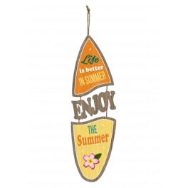 Déco murale vintage bois : Planche de surf Welcome beach house, H 48 cm