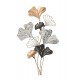 Décoration Métal : Feuilles de Gingko Biloba, Cuivre et Doré, H 66 cm