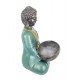 Figurine Bouddha & Coupelle, Collection Blue Faith, H 25 cm