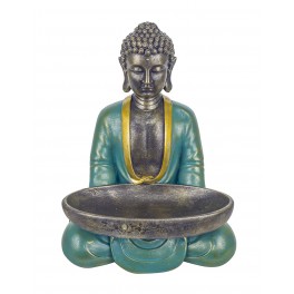 Figurine Bouddha & Coupelle, Collection Blue Faith, H 25 cm