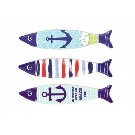 Set 3 magnets Frigo aimantés, Poissons Thème Mer 2, L 13 cm