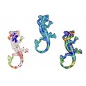 Set 3 magnets Frigo aimantés 2, Lézards multicolores, L 10 cm