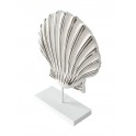 Décoration Marine : Coquille St Jacques blanchie sur socle, H 32 cm