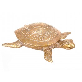 Décoration Mer Résine : Tortue Doré, Modèle Jungle Chic, L 21,5 cm