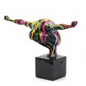 Statue Design Equilibre, Athlète, Coulées multicolores, L 32 cm
