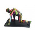 Statue Design Athlète Coureur, Coulées multicolores, L 32 cm