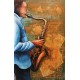 Tableau sur Bois & Métal 3D : Le Saxophone, H 80 cm