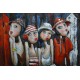 Tableau Métal 3D : Quatre baigneuses et années folles à Deauville, L 120 cm