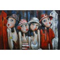 Tableau Métal 3D : Quatre baigneuses et années folles à Deauville, L 120 cm