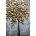 Tableau Métal 3D : Arbre au feuillage doré XL, H L 120 cm