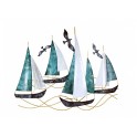 Déco murale Bateaux : Régate 5 bateaux, Blue & Gold, L 73 cm