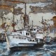 Tableau Métal 3D : Bateau Yacht rétro, Modèle Industriel, L 100 cm