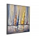 Tableau moderne : Voiliers multicolores, Encadrement Alu, H 80 cm