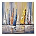 Tableau Design Voiliers : Régate et Soleil couchant à Saint Malo, H 80 cm