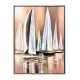 Tableau moderne : Voiliers multicolores, Encadrement Alu, H 80 cm