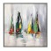 Tableau moderne : Voiliers multicolores, Encadrement Alu, H 80 cm