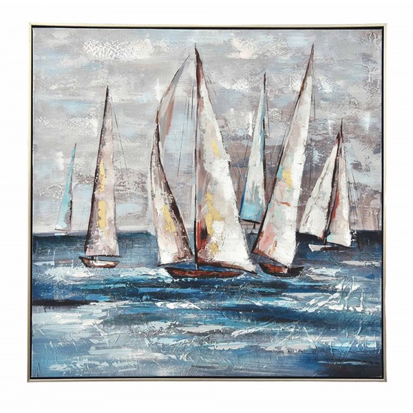 Z432 Tableau moderne voiliers sur toile avec cadre 60 × 90 cm