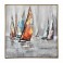 Tableau moderne : Voiliers multicolores, Encadrement Alu, H 80 cm