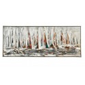 Tableau Marine Design : Voiles & Voiliers, Marron et Argent, L 140 cm