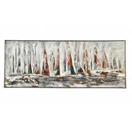 Tableau Marine Design : Voiles & Voiliers, Marron et Argent, L 140 cm