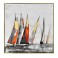 Tableau Marine : Régate Voiliers multicolores et Trame grise, H 80 cm