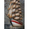 Tableau sur Bois & Métal 3D : Le Bateau Baleinier anthracite, L 100 cm