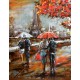 Tableau Peint Métal 3D : Automne amoureux à Paris, L 120 cm
