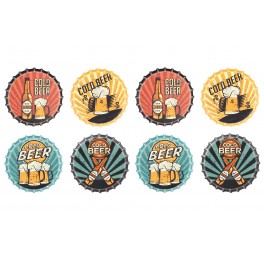 Set 8 sous-bocks Capsules : Motif Bières et Bistro, L 7,5 cm