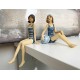 Figurine Bord de Mer : jolie baigneuse assise, Mod Candy Suit, H 18 cm