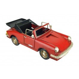 Porsche Miniature Laiton : Voiture de Sport Cabriolet, Rouge, L 25 cm