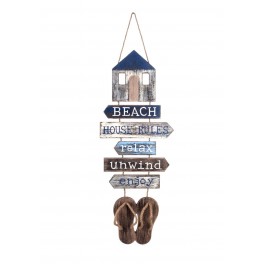 Déco murale Plage et Tongs : Beach : House rules at the beach, H 62 cm