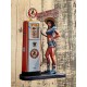 Station Essence, Moto et Pin up, 100% vintage USA, H 50 cm