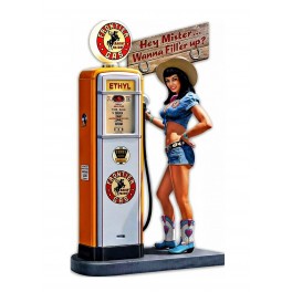 Station Essence, Moto et Pin up, 100% vintage USA, H 50 cm